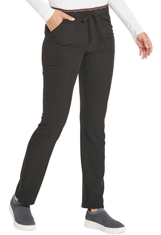 Cherokee HeartSoul HS185 Women's Low Rise Drawstring Pant - TALL Black Right 