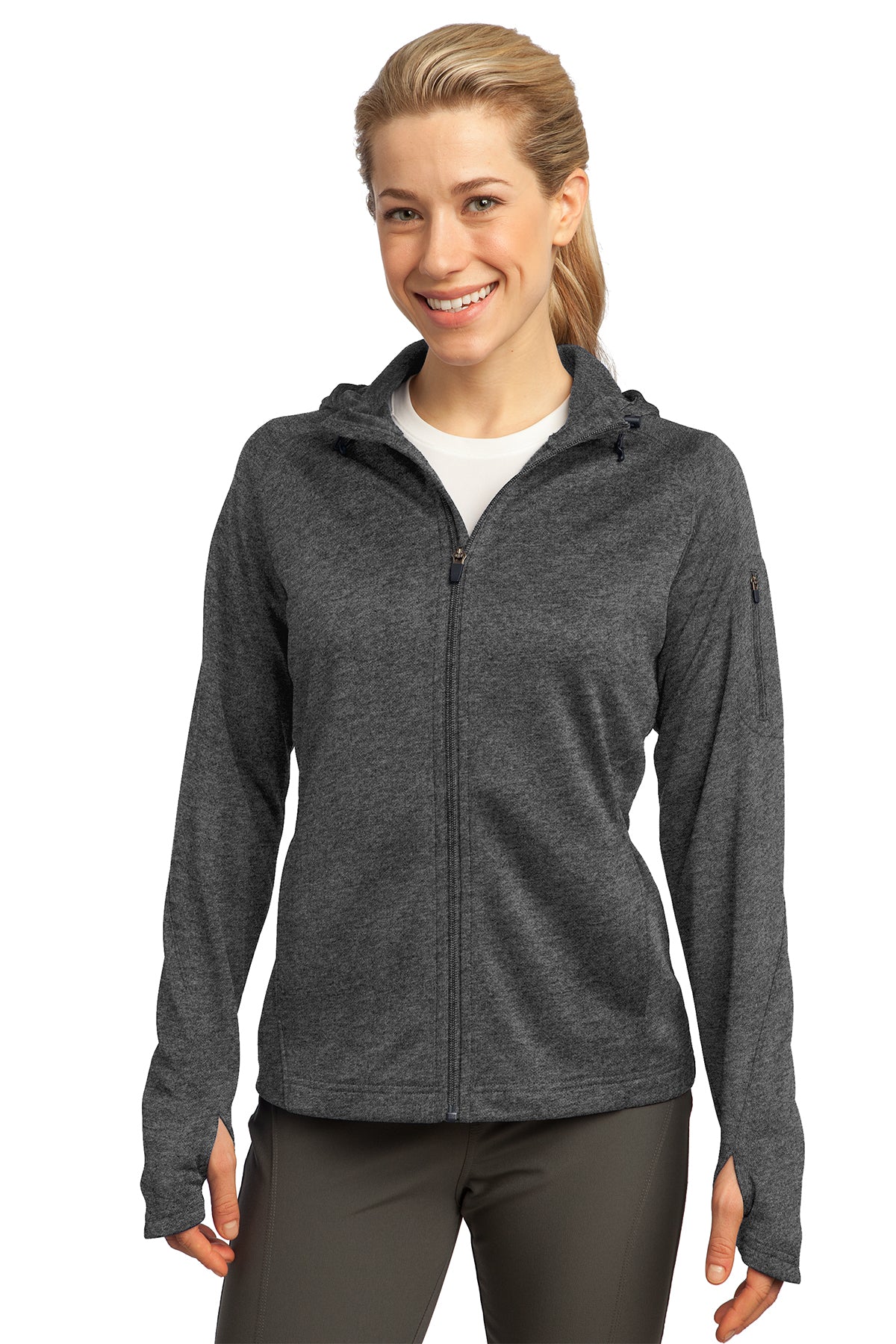 Sport-Tek L248 Women's Tech Fleece Hoodie Graphite Heather