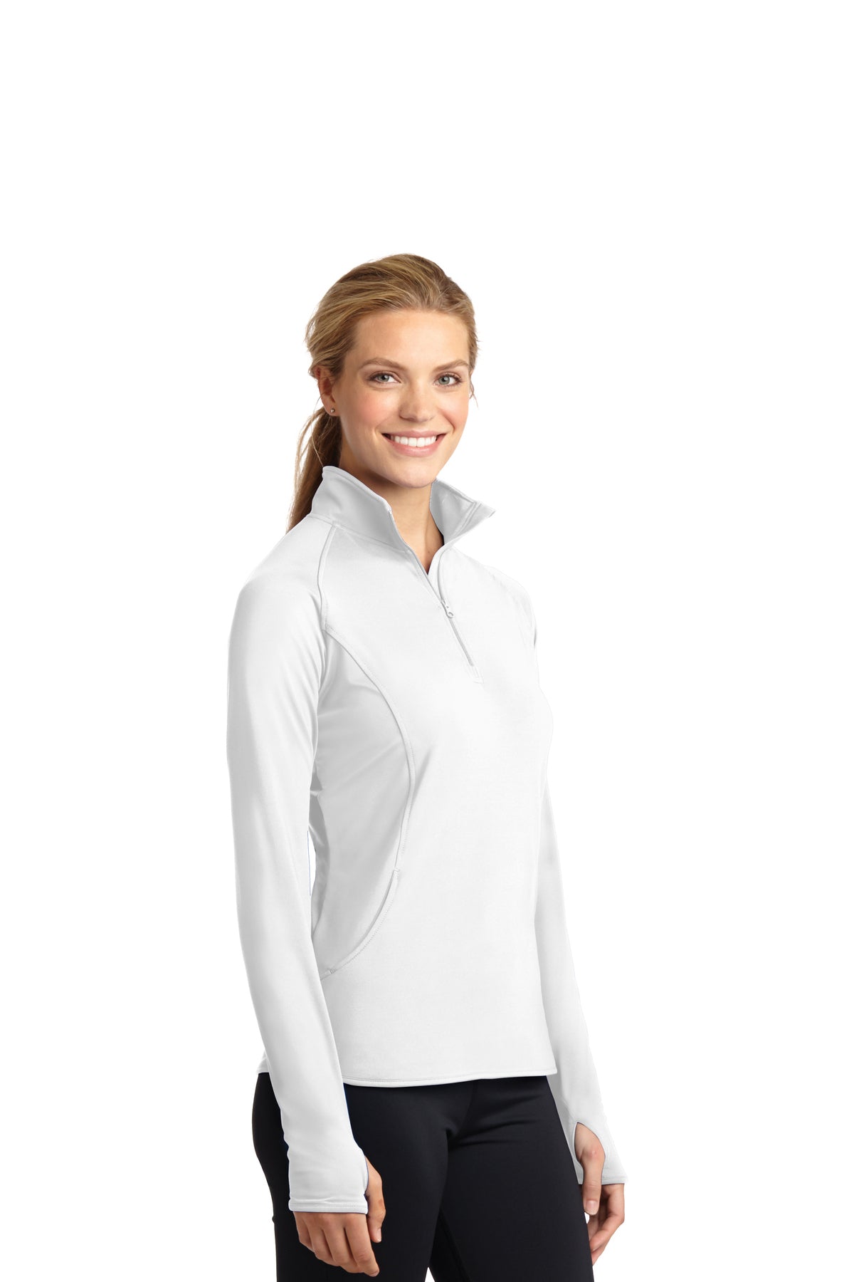 Sport-Tek LST850 Women's 1/2 zip pullover white 