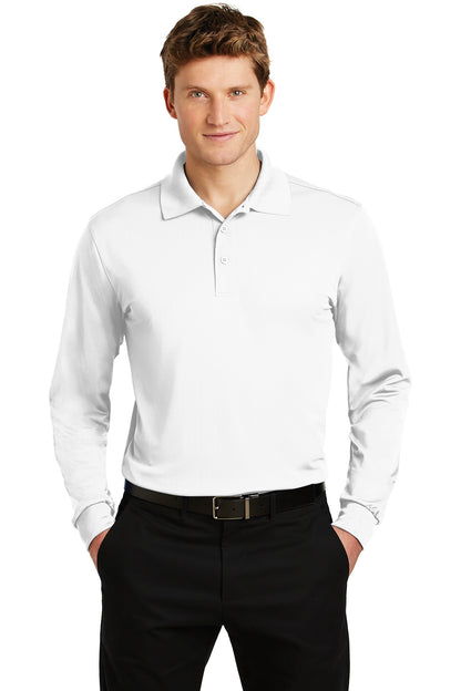 Sport-Tek ST657 Men's Long Sleeve Polo White 