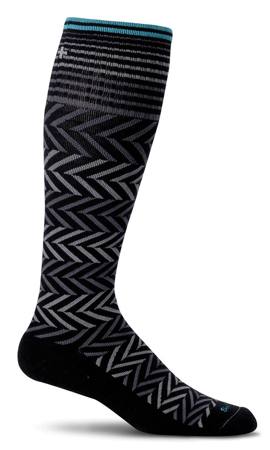 Sockwell Women's Moderate Compression Socks Chevron Black 