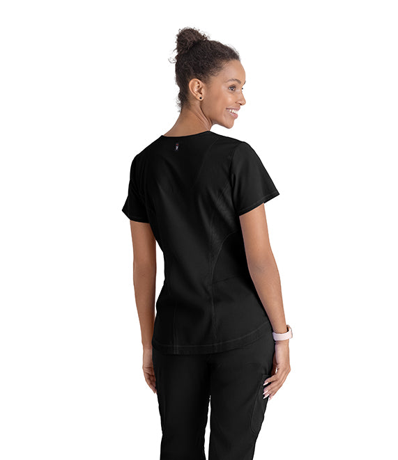 Grey's Anatomy by Barco GRST124 Carly Sporty Neck Scrub Top Black Back