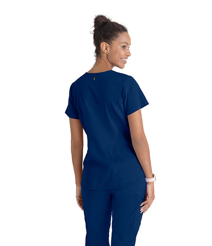 Grey's Anatomy by Barco GRST124 Carly Sporty Neck Scrub Top Navy Back