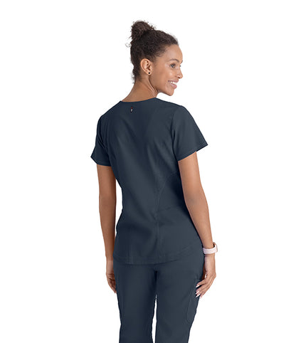 Grey's Anatomy by Barco GRST124 Carly Sporty Neck Scrub Top Steel Grey Back