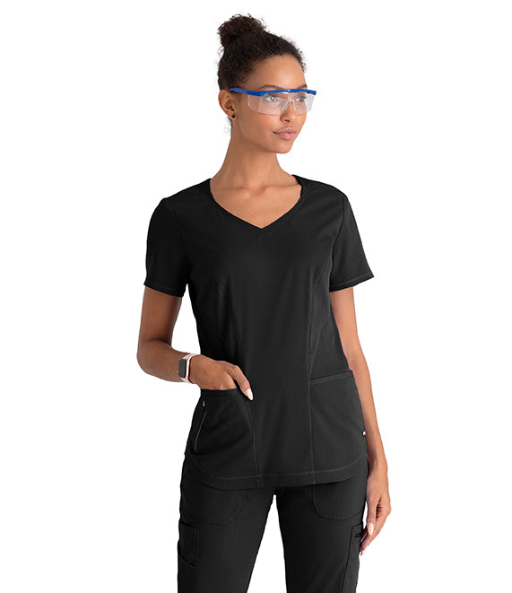 Grey's Anatomy by Barco GRST124 Carly Sporty Neck Scrub Top Black