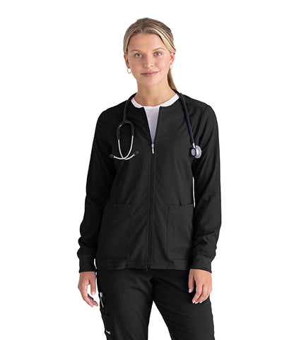 Barco Grey's Anatomy +SpandexStretch GRSW873 Zip Front Jacket Black