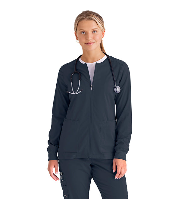 Barco Grey's Anatomy +SpandexStretch GRSW873 Zip Front Jacket Pewter