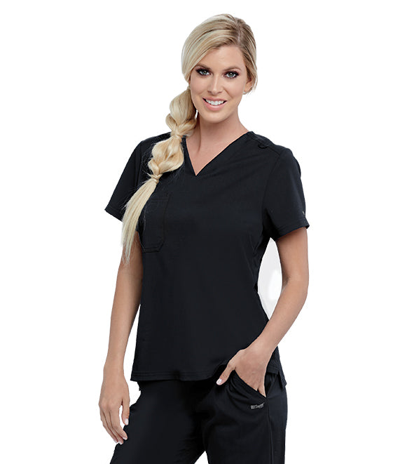 Barco Grey's Anatomy GVST028 Women's Tuck In V-Neck Top black front